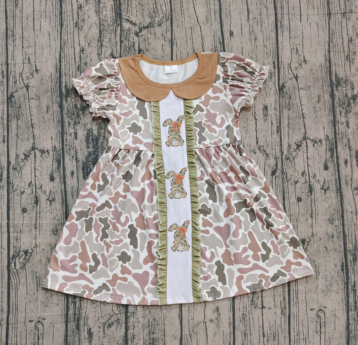 camo rabbit short sleeve easter girl dress