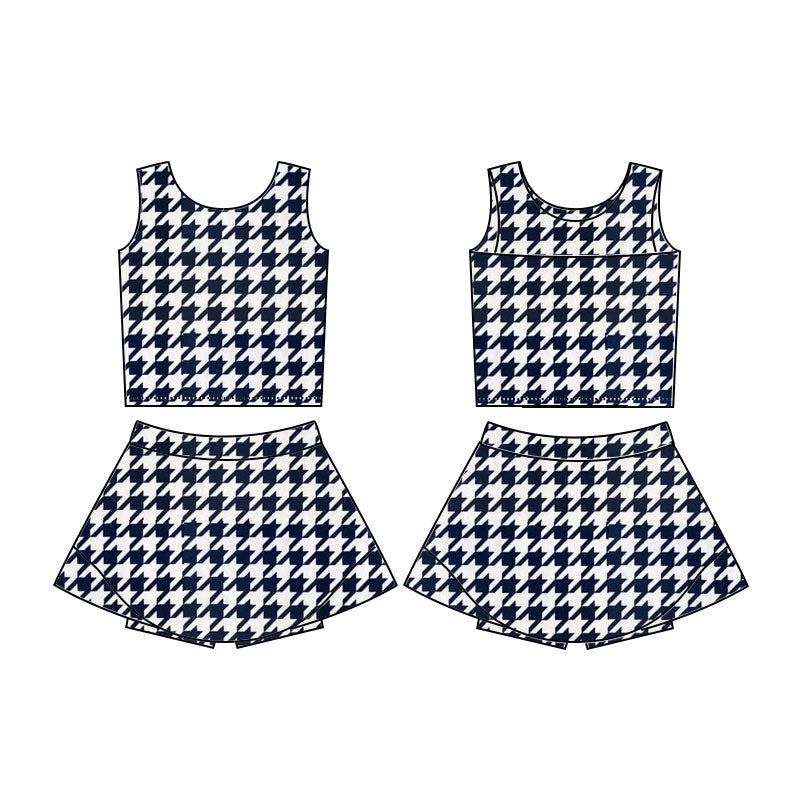 black stars sleeveless skirt kids girls yoga set