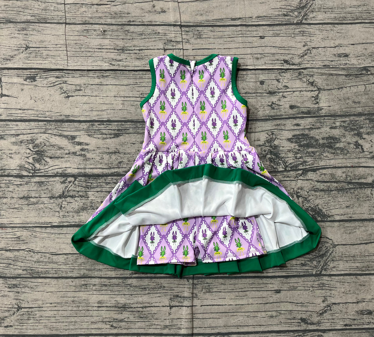purple yellow green crab girl sleeveless yoga dress