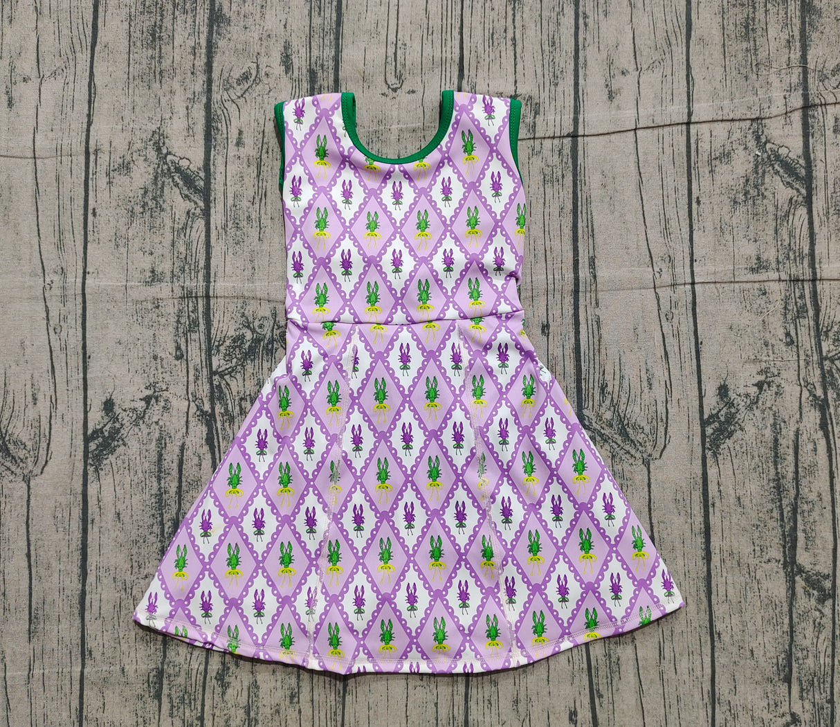 purple yellow green crab girl sleeveless yoga dress