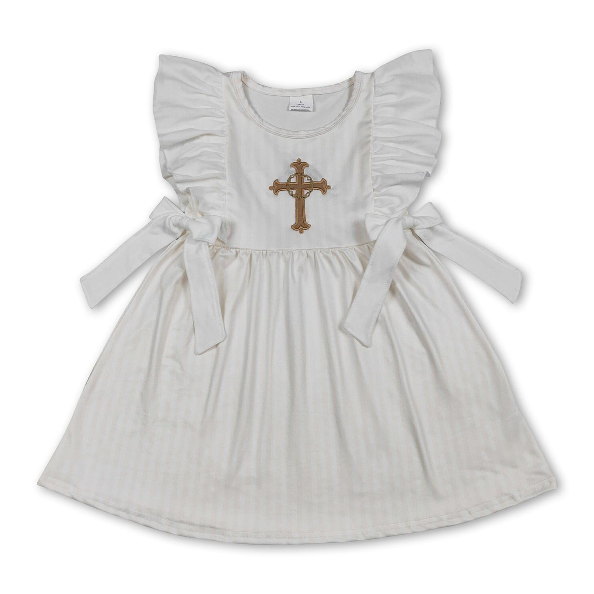 Flutter sleeves cross kids girls Easter dresses