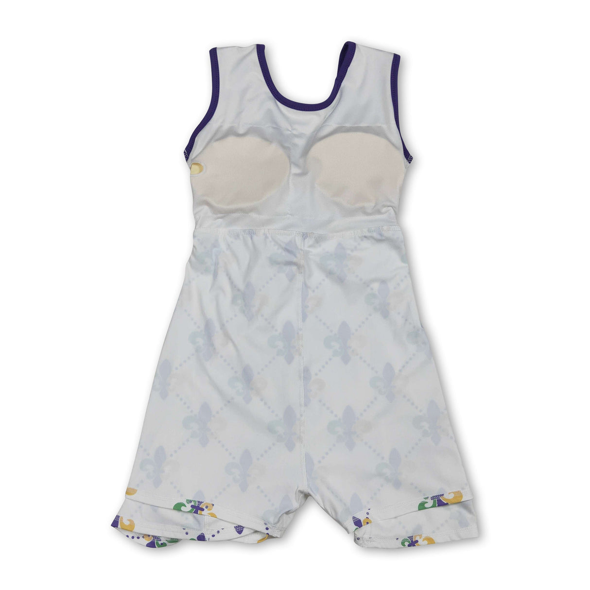 Purple green yellow sleeveless girls Mardi Gras athletic dress