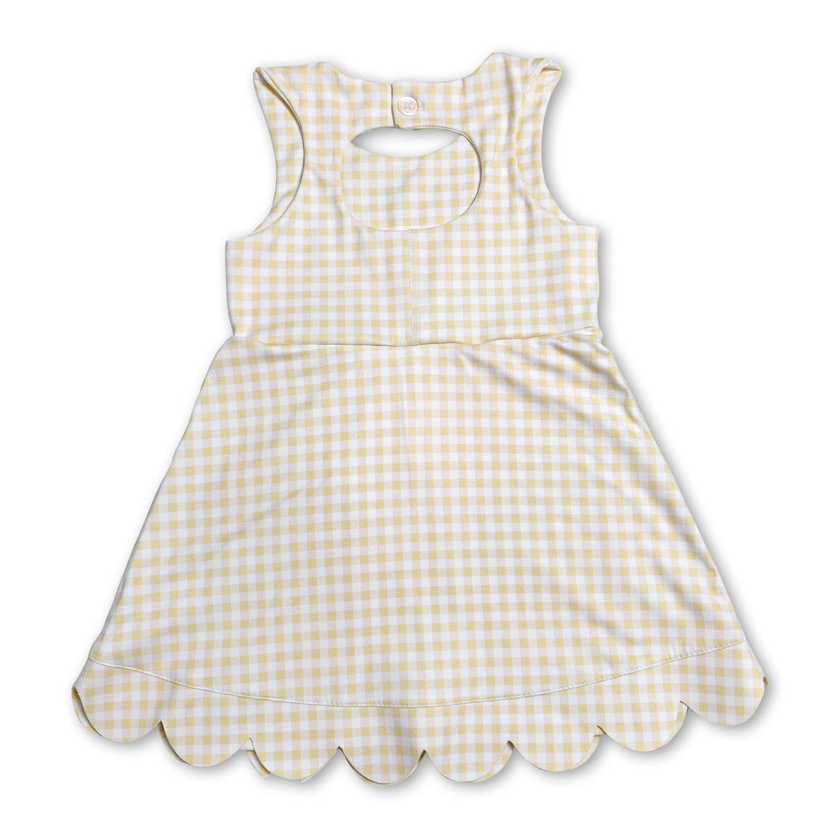 Sleeveless yellow plaid bows kids girls athletic dresses