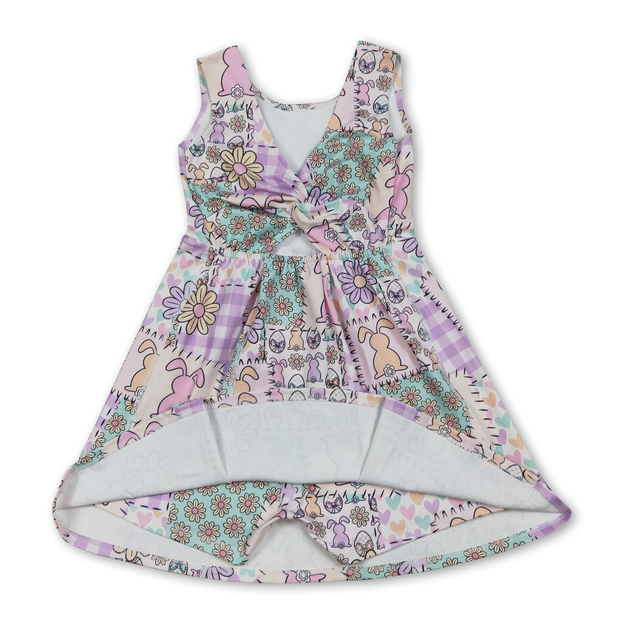 Sleeveless bunny floral kids girls Easter athletic dresses