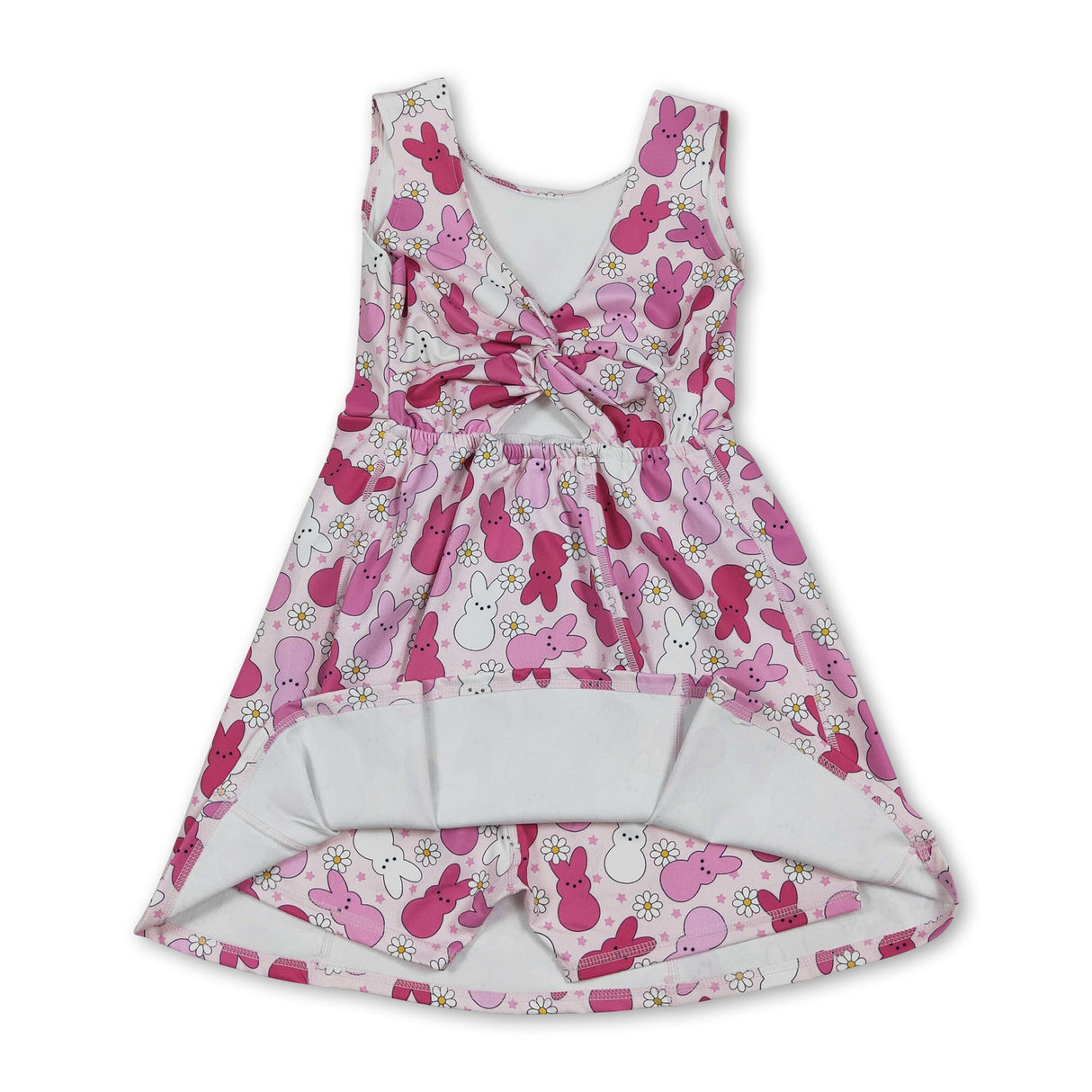 Sleeveless bunny floral baby girls Easter athletic dress