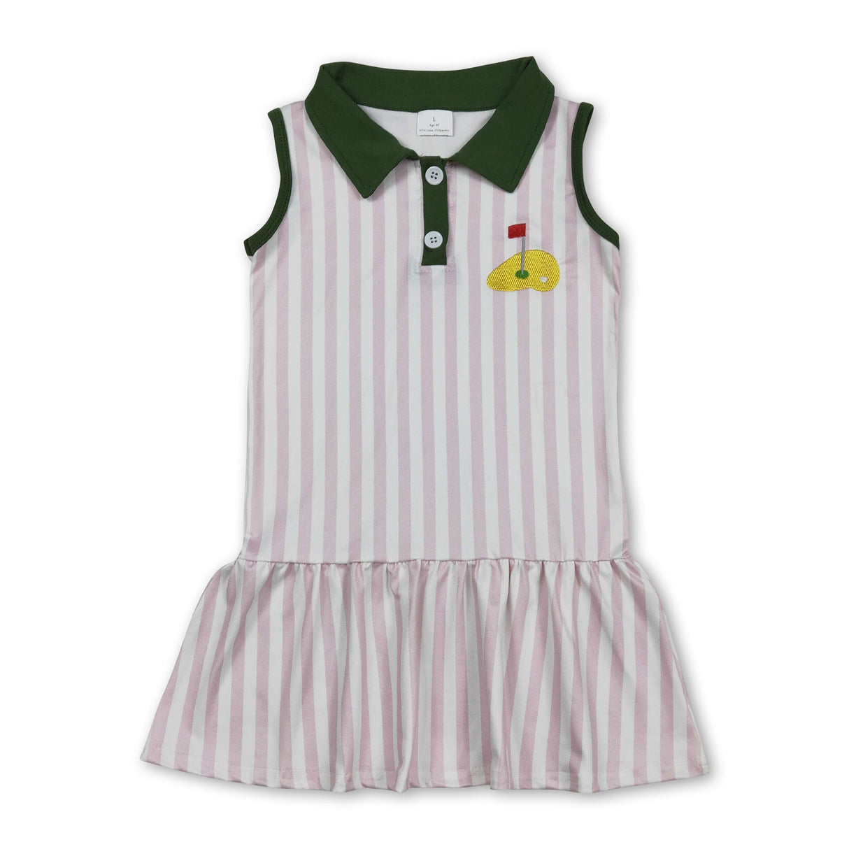 Sleeveless pink stripe golf kids girls polo dresses