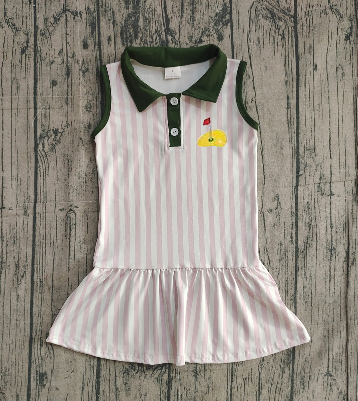 Sleeveless pink stripe golf kids girls polo dresses