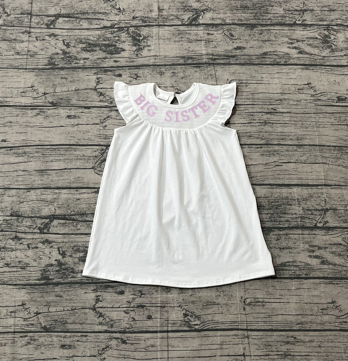 White flutter sleeves big sister smocked girls dresses