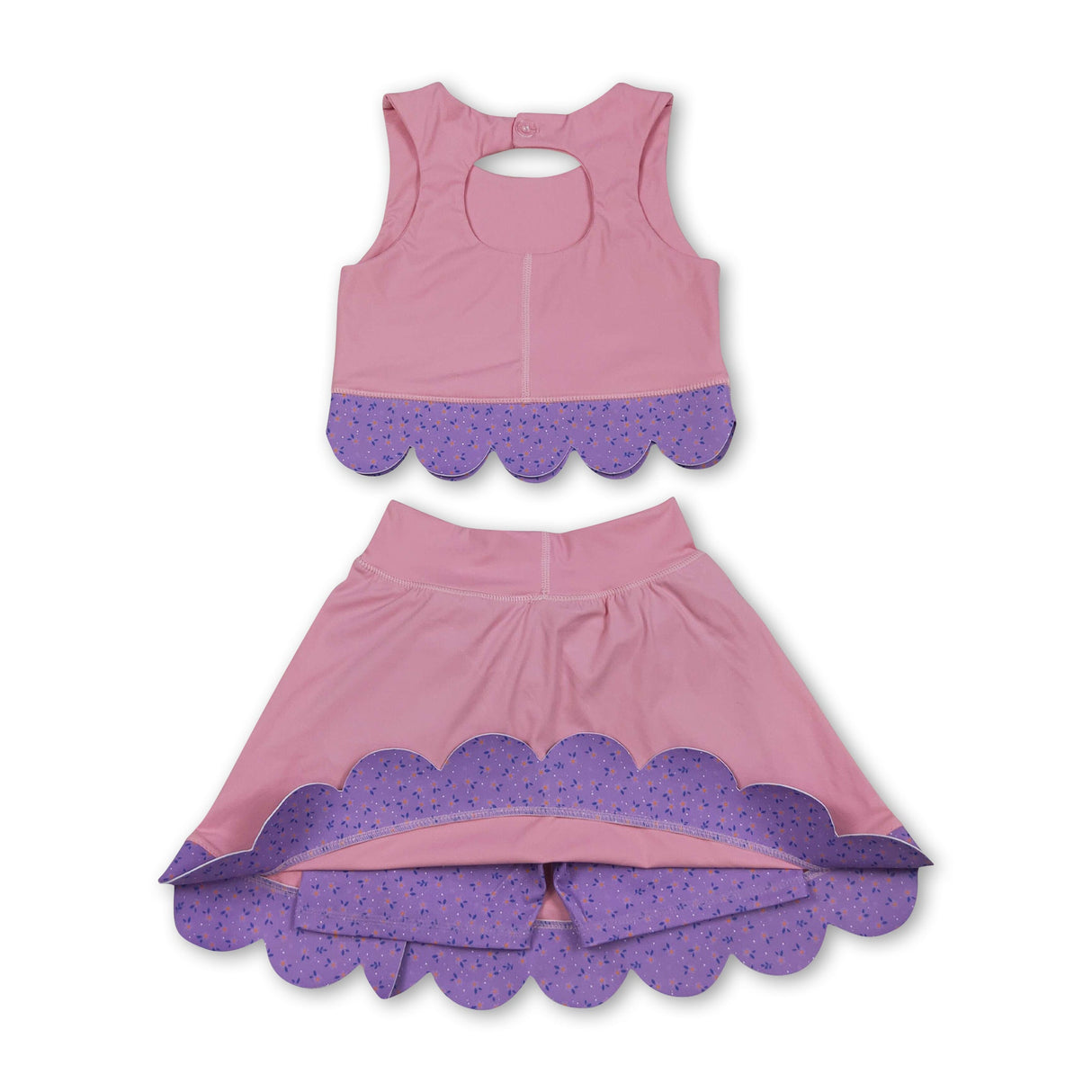 Sleeveless crop top bow skirt girls activewear set