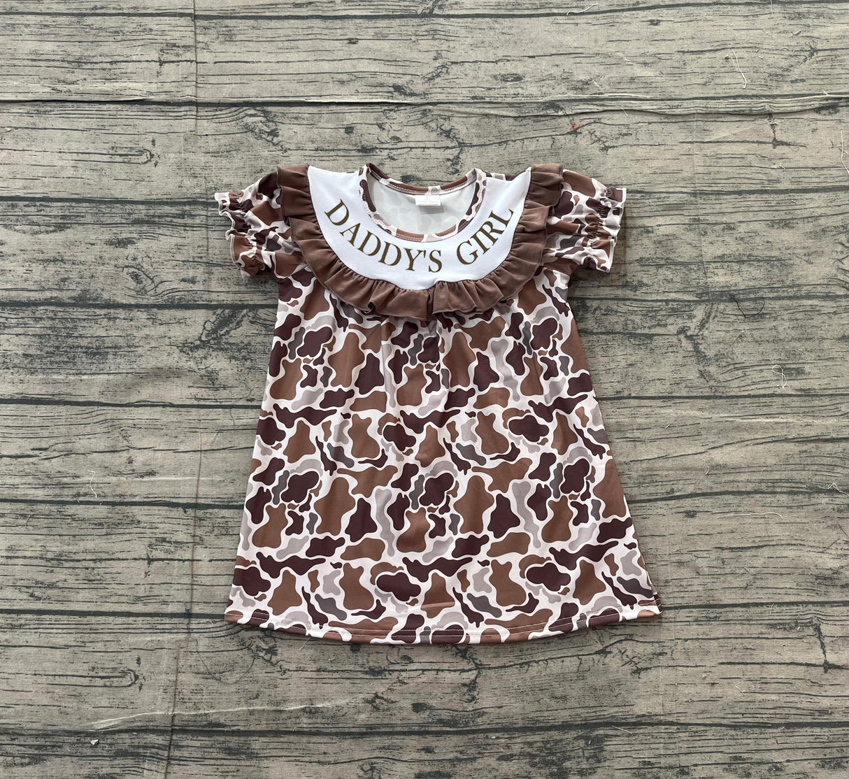 Short sleeves ruffle daddy's girl camo kids dresses