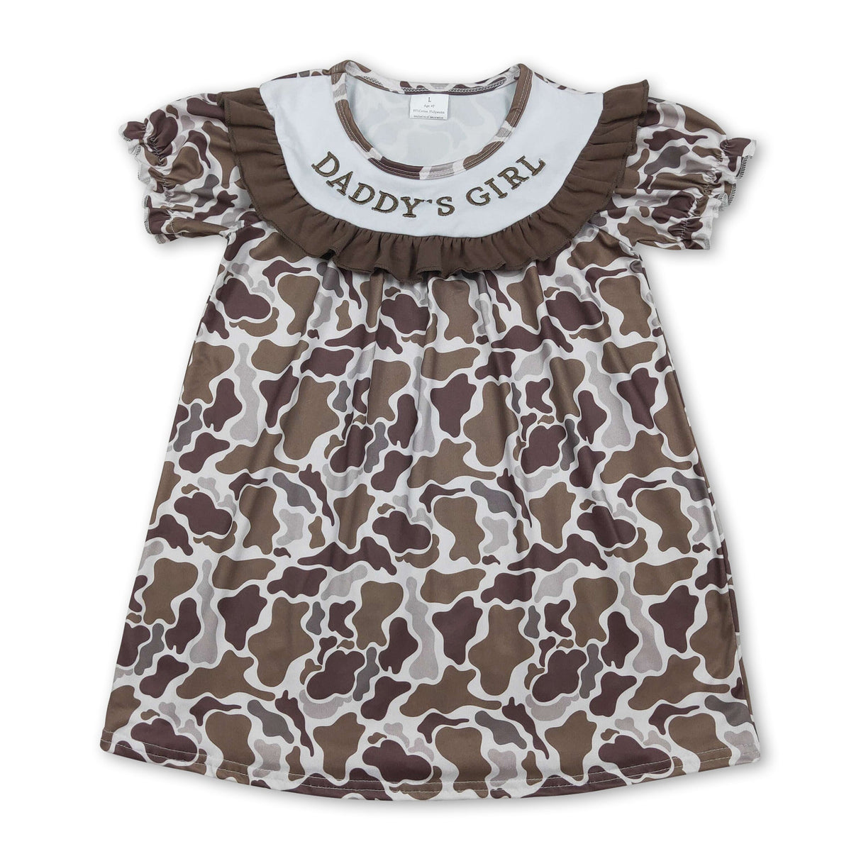 Short sleeves ruffle daddy's girl camo kids dresses