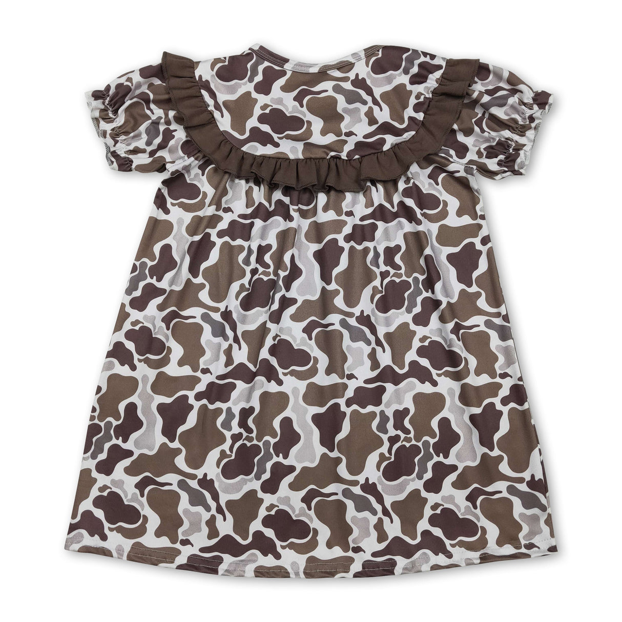 Short sleeves ruffle daddy's girl camo kids dresses