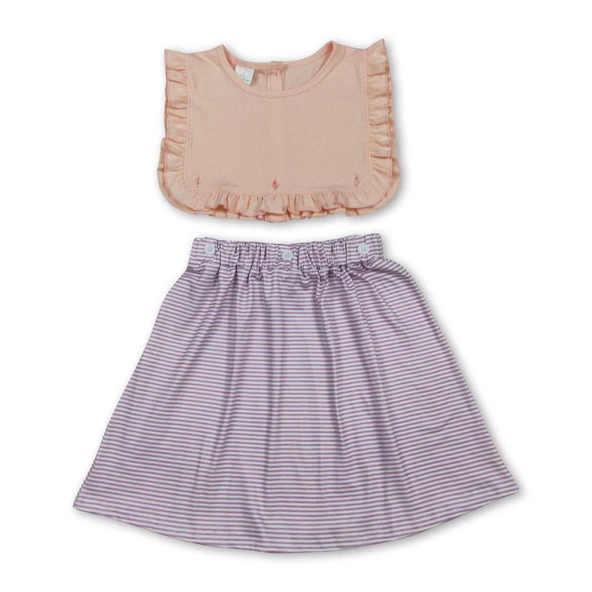 Sleeveless ruffle stripe kids girls summer dresses