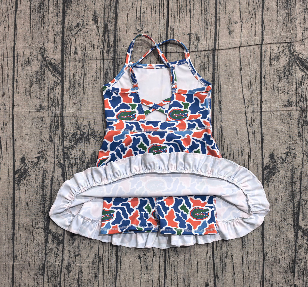 Straps camo crocodile kids girls team athletic dress