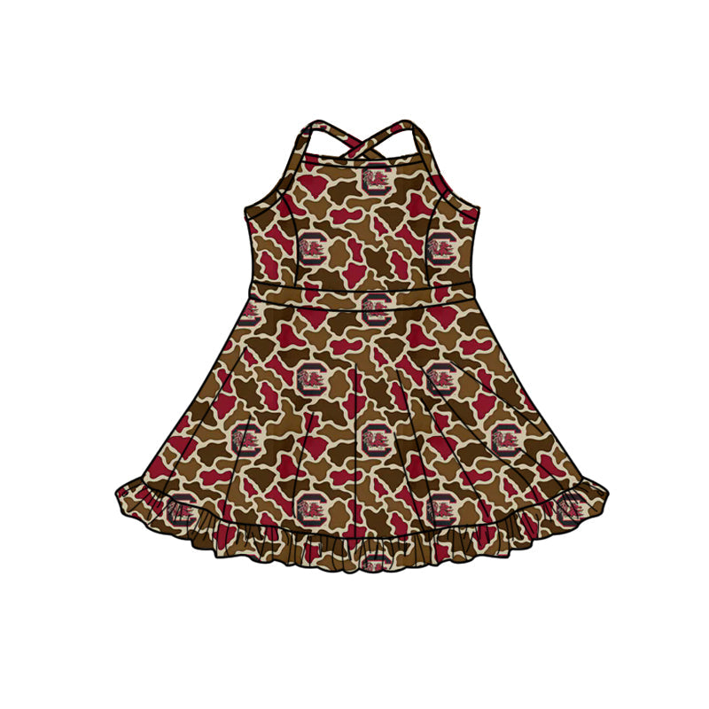 Straps camo C kids girls team athletic dresses