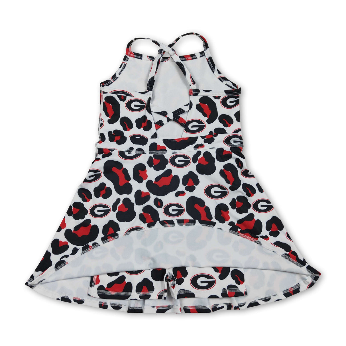 Straps red leopard G kids girls team athletic dresses