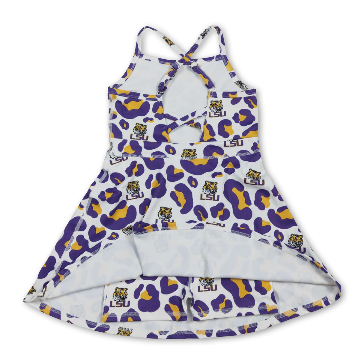 Straps leopard tiger kids girls team athletic dresses