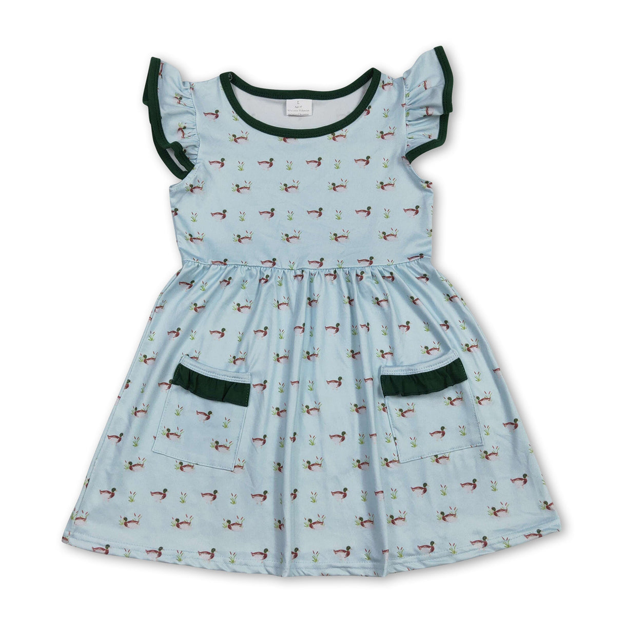 Flutter sleeves duck pockets baby girls summer dress