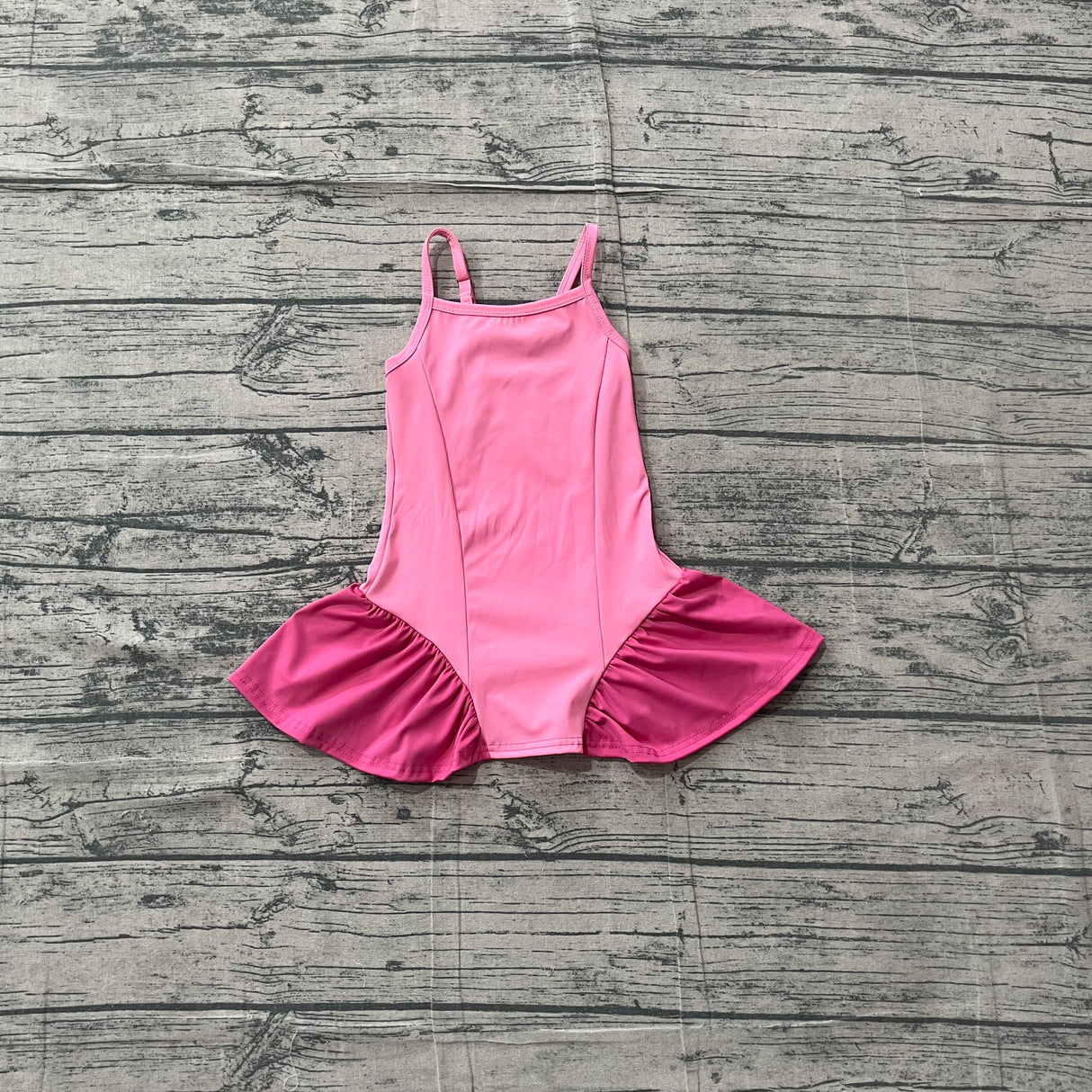 Straps pink patchwork kids girls summer athletic dresses