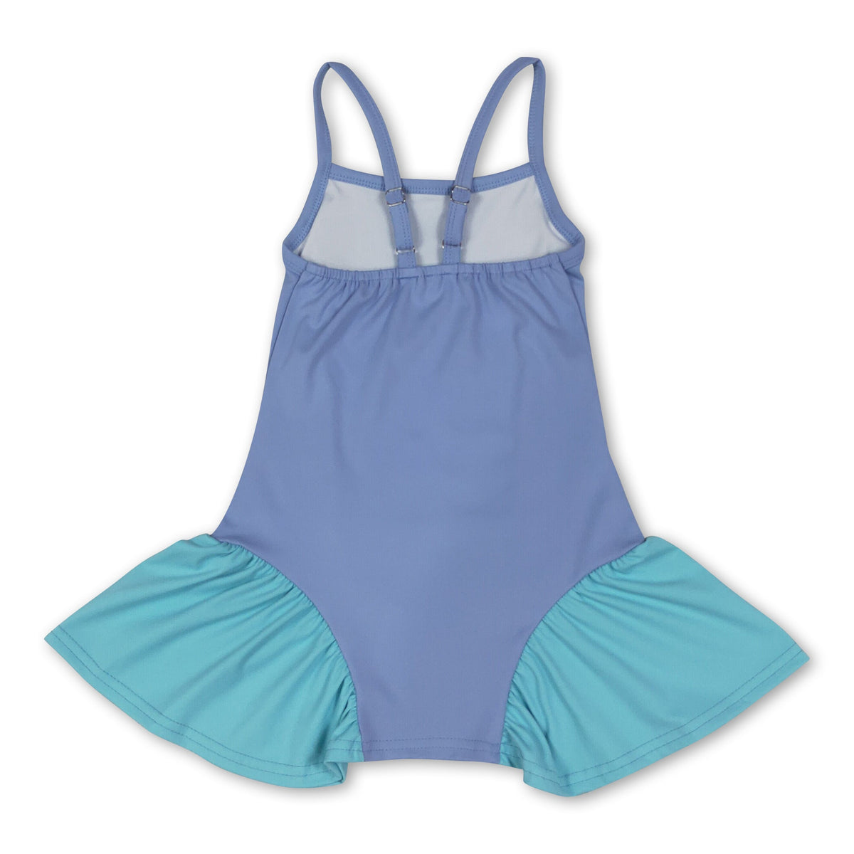 Straps light blue patchwork kids girls summer athletic dresses