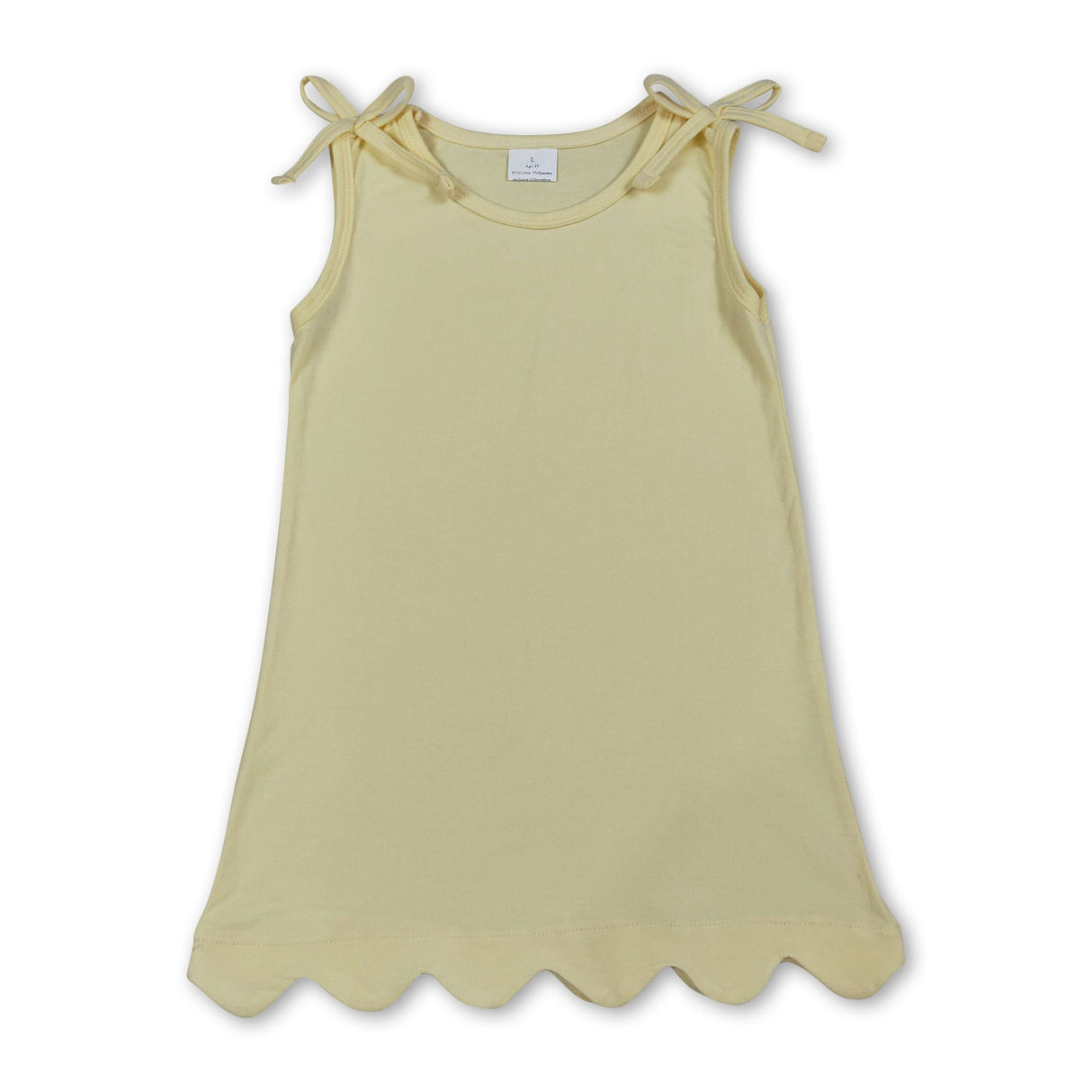 Sleeveless yellow cotton scallop girls summer dress