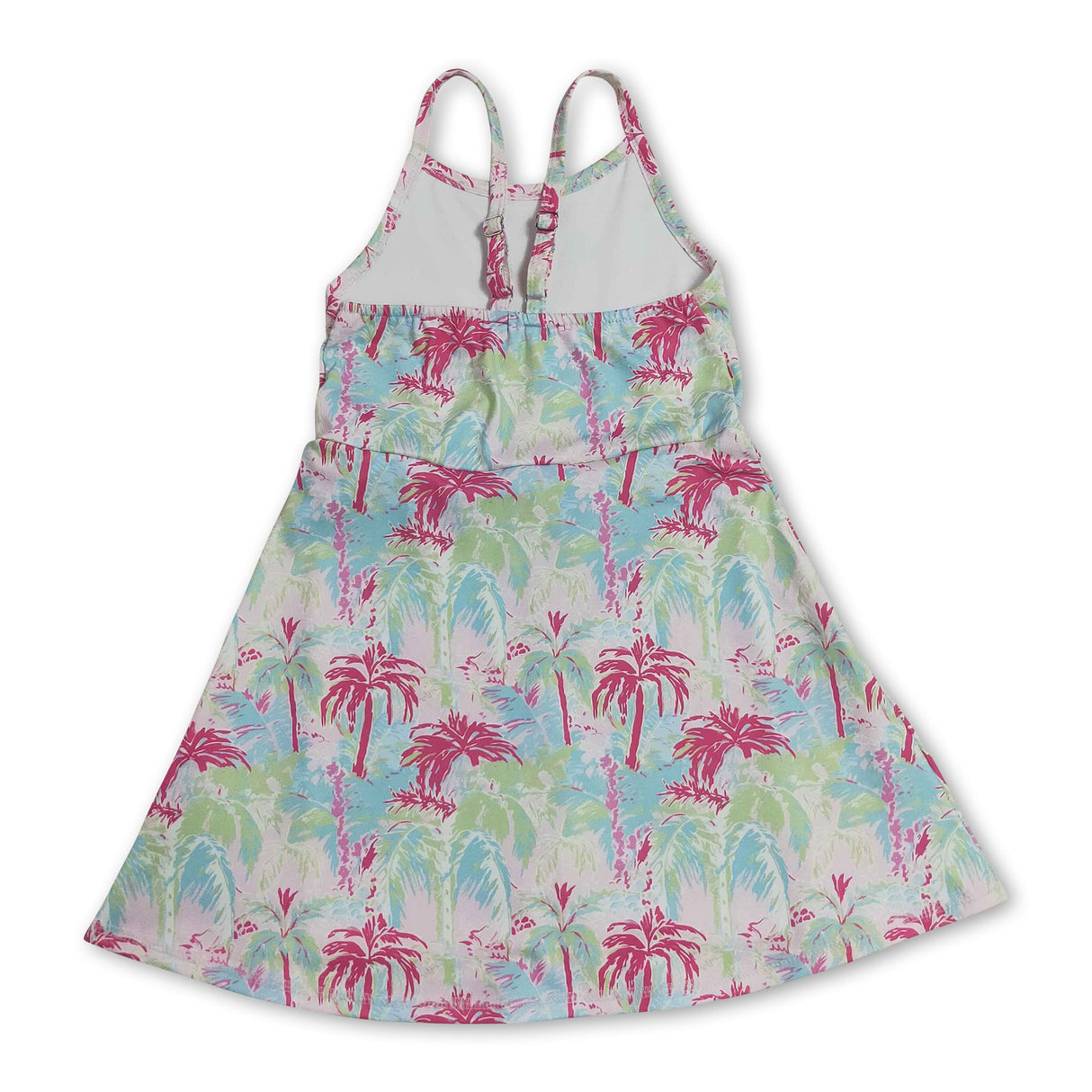 Straps colorful trees kids girls summer athletic dresses
