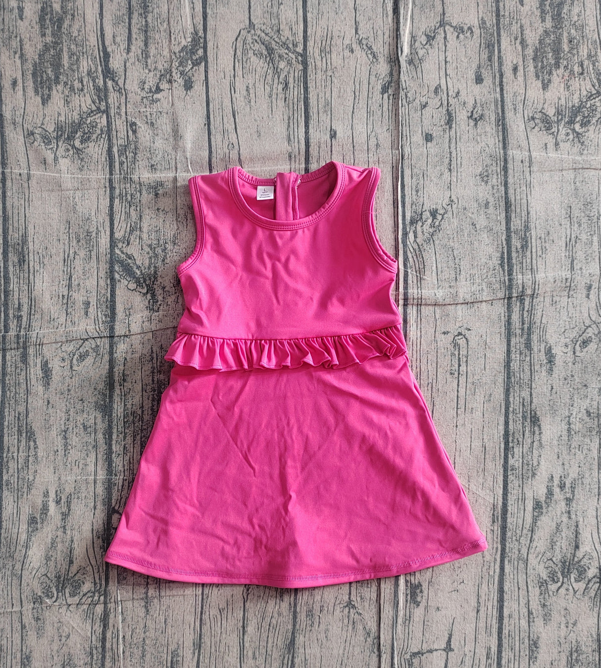 Sleeveless hot pink ruffle kids girls athletic dresses