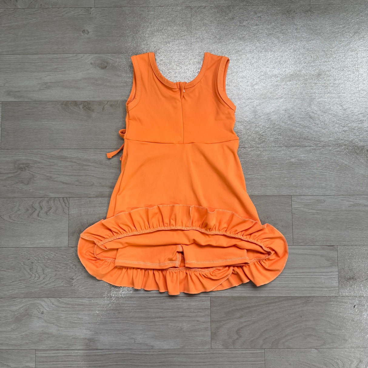 Sleeveless orange ruffle kids girls summer athletic dress
