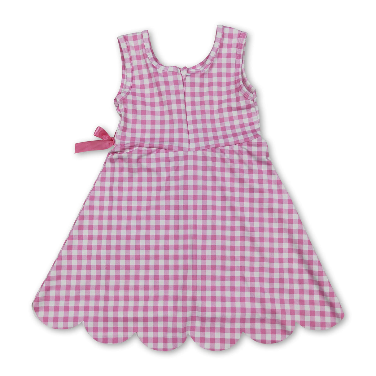 Sleeveless pink plaid scallop kids girls athletic dress