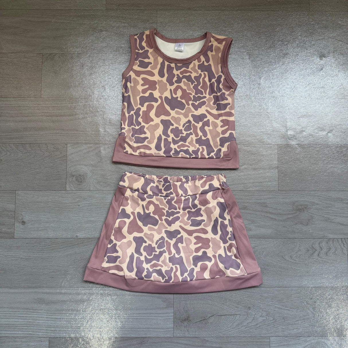Khaki camo sleeveless top skorts girls summer outfits