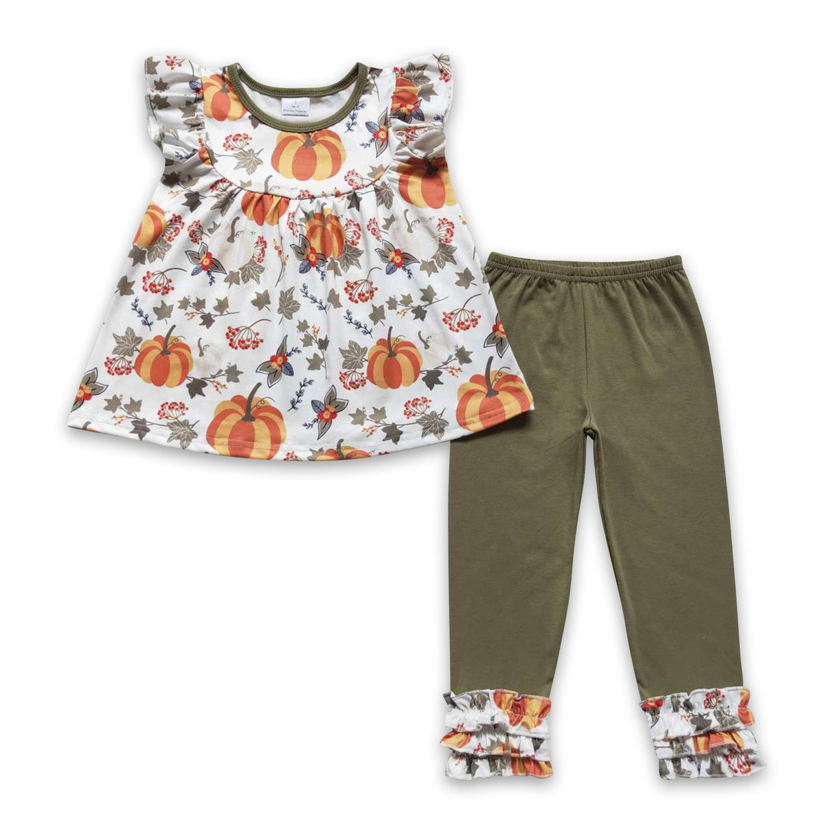Pumpkin leaves tunic icing ruffle leggings girls fall clothes