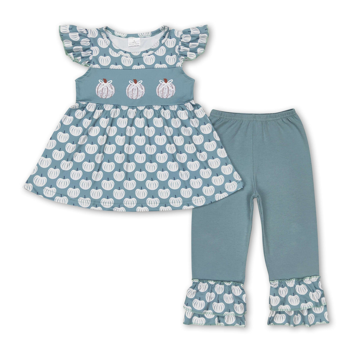 Flutter sleeves pumpkin top pants girls fall clothes