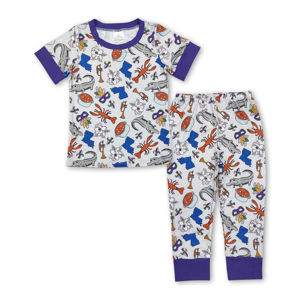 Lulu Bebe Mardi Gras Kids Parade Pima Boy 2pc PJ Set main image 1