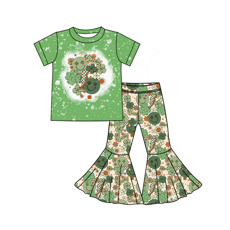 Bleached clover smile top pants lucky girls St Patrick's clothes