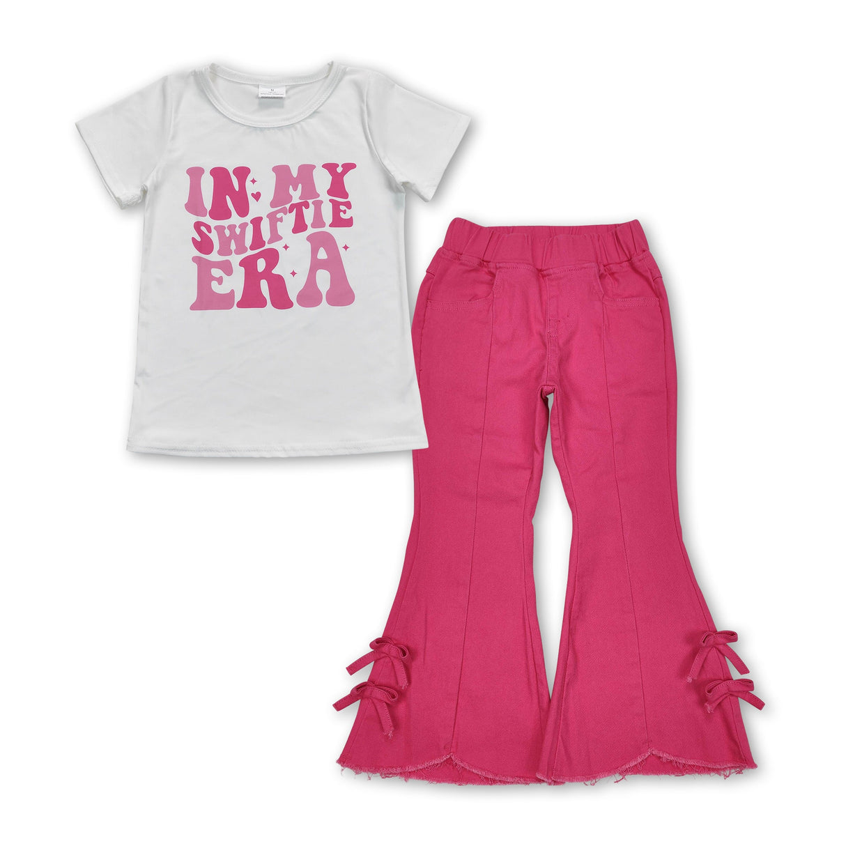 Letters top hot pink bow jeans singer girls clothes