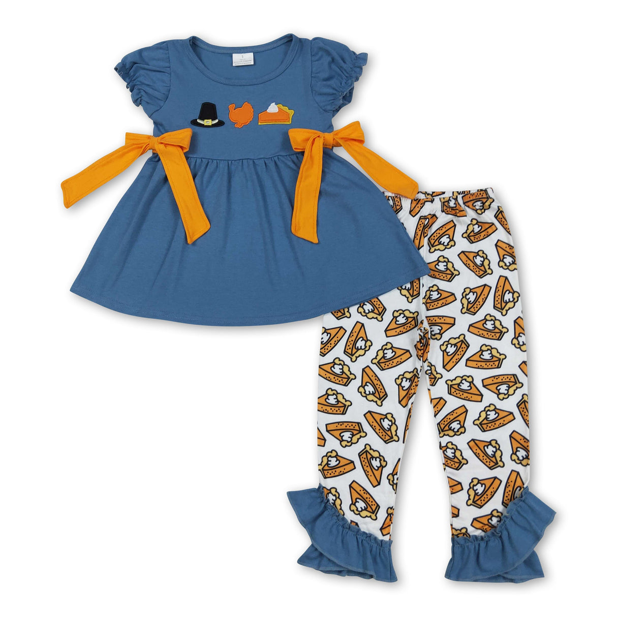 Turkey mustard pie tunic leggings girls Thanksgiving set