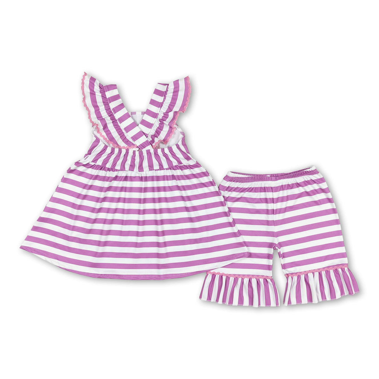 Lavender popsicle tunic ruffle shorts girls summer set