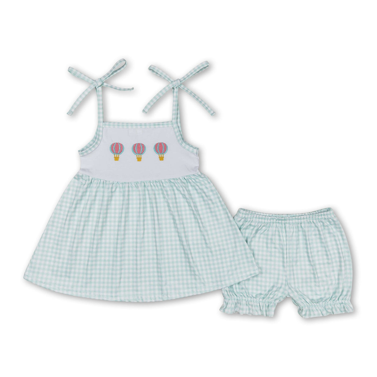 Plaid strap hot air balloon girls summer clothing