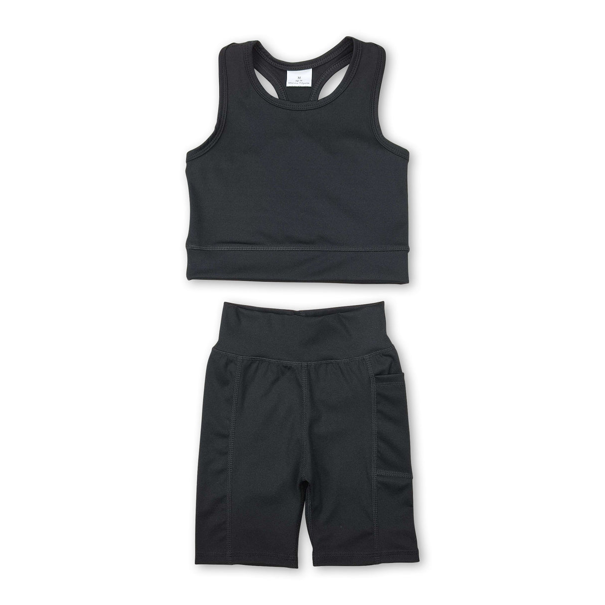 Black straps top shorts girls summer yoga clothes