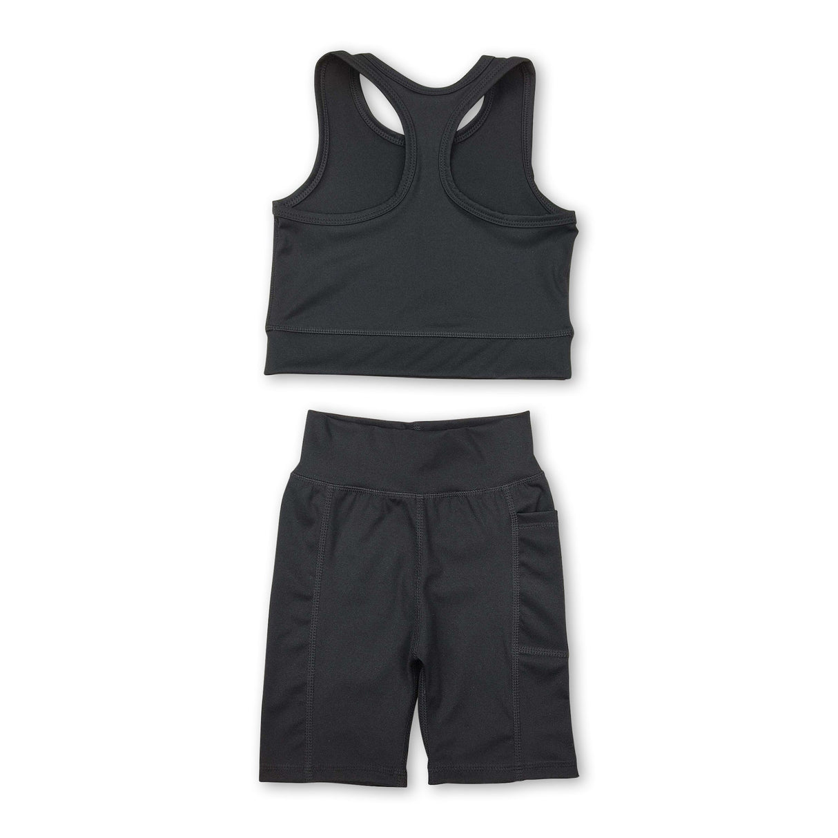 Black straps top shorts girls summer yoga clothes