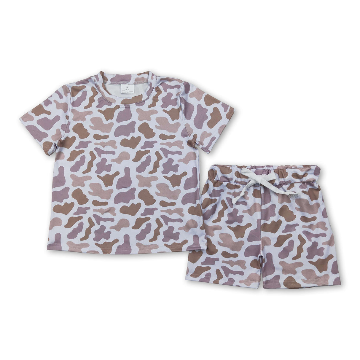 Short sleeves grey camo top shorts kids girls clothes