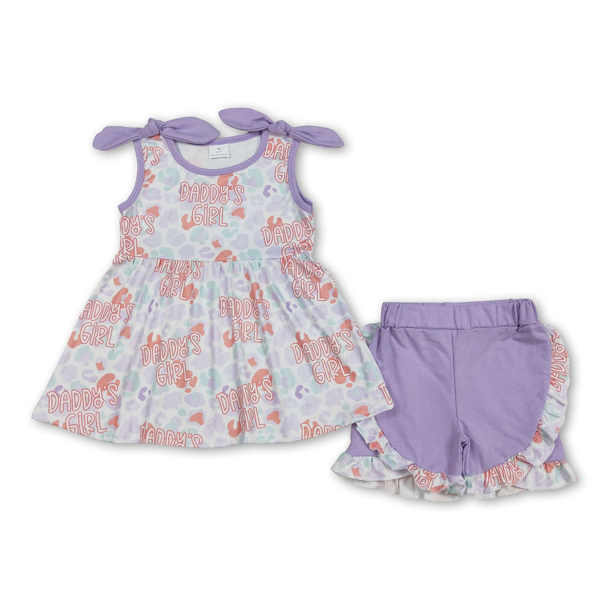 Lavender leopard daddy's girl tunic shorts girls clothes