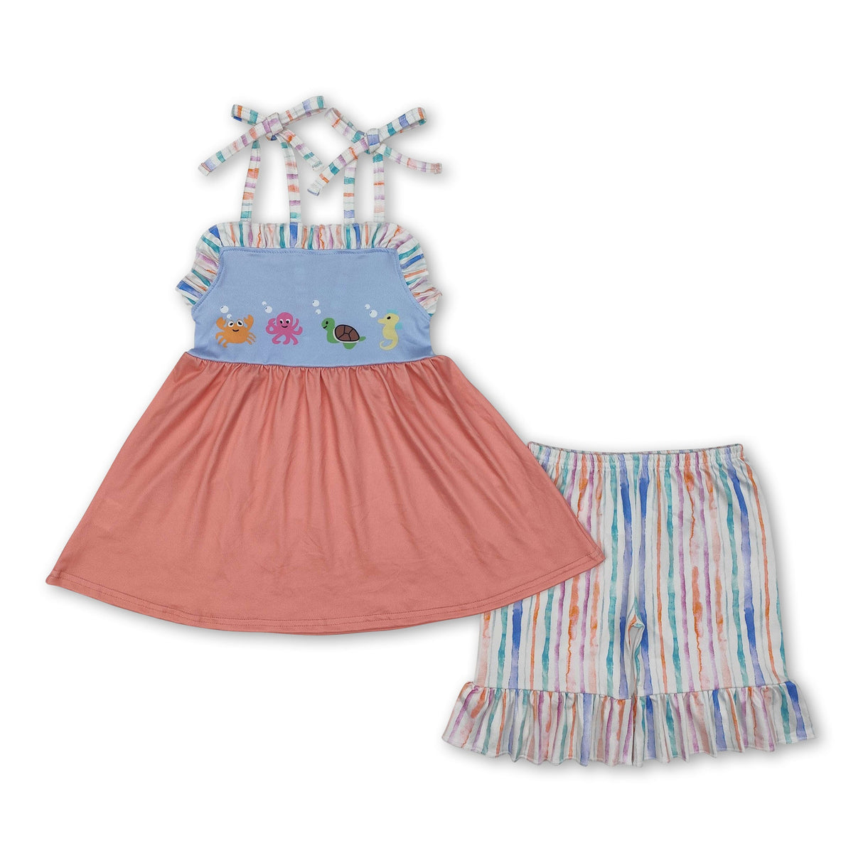 Crab octopus turtle seahorse tunic shorts girls clothing