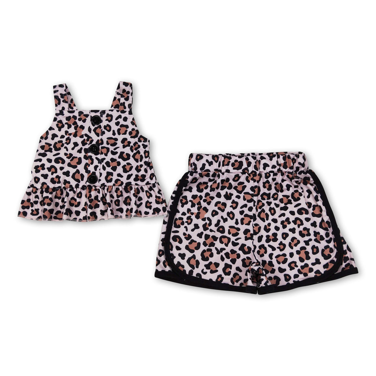 Straps leopard peplum shorts girls summer outfits