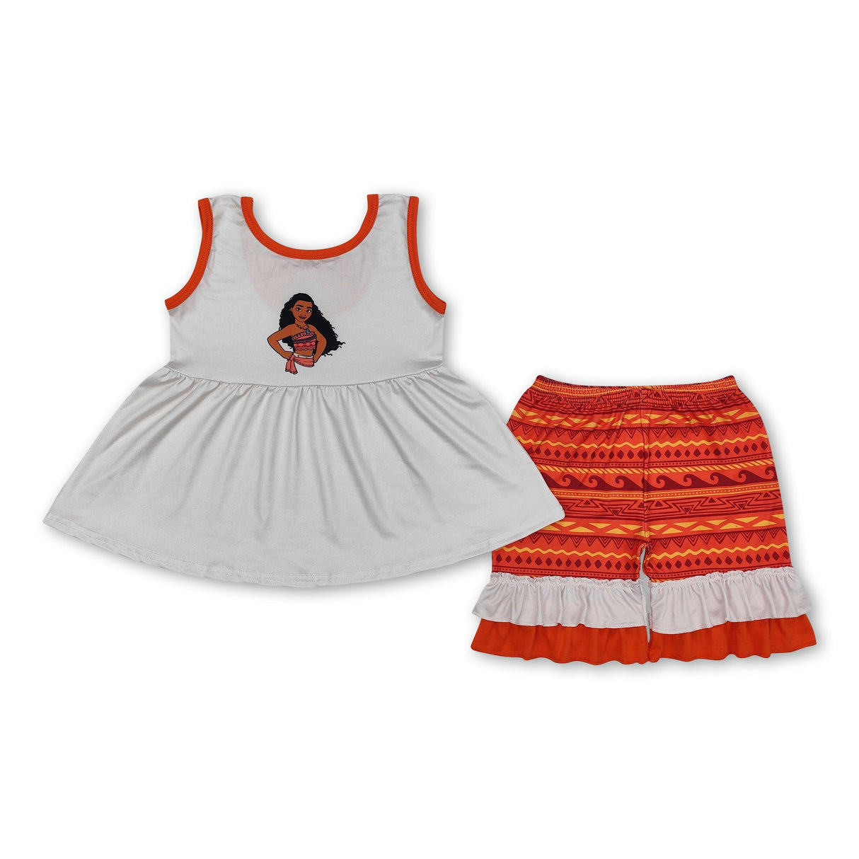 Sleeveless tunic ruffle shorts princess girls outfits