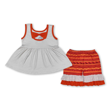 Sleeveless tunic ruffle shorts princess girls outfits