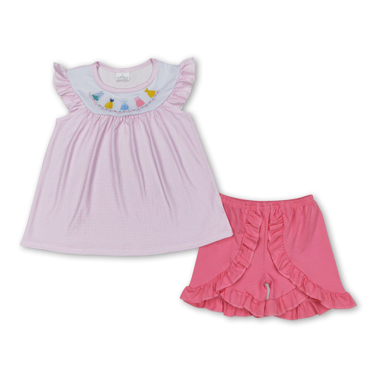 Flutter sleeves princess tunic ruffle shorts girls clothes