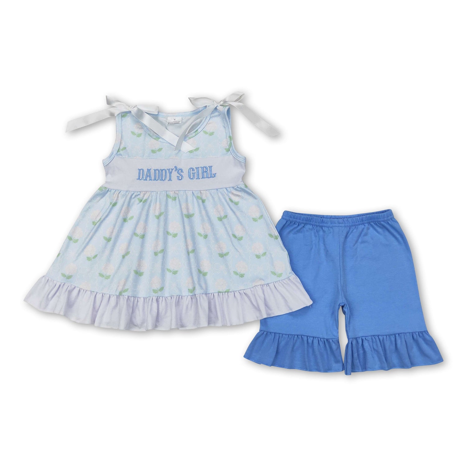 Sleeveless daddy's girl floral tunic shorts kids outfits