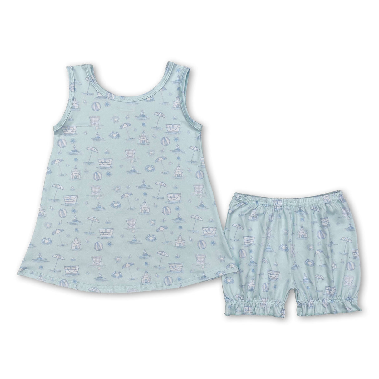 Sleeveless light blue crab castle beach ball girls clothes