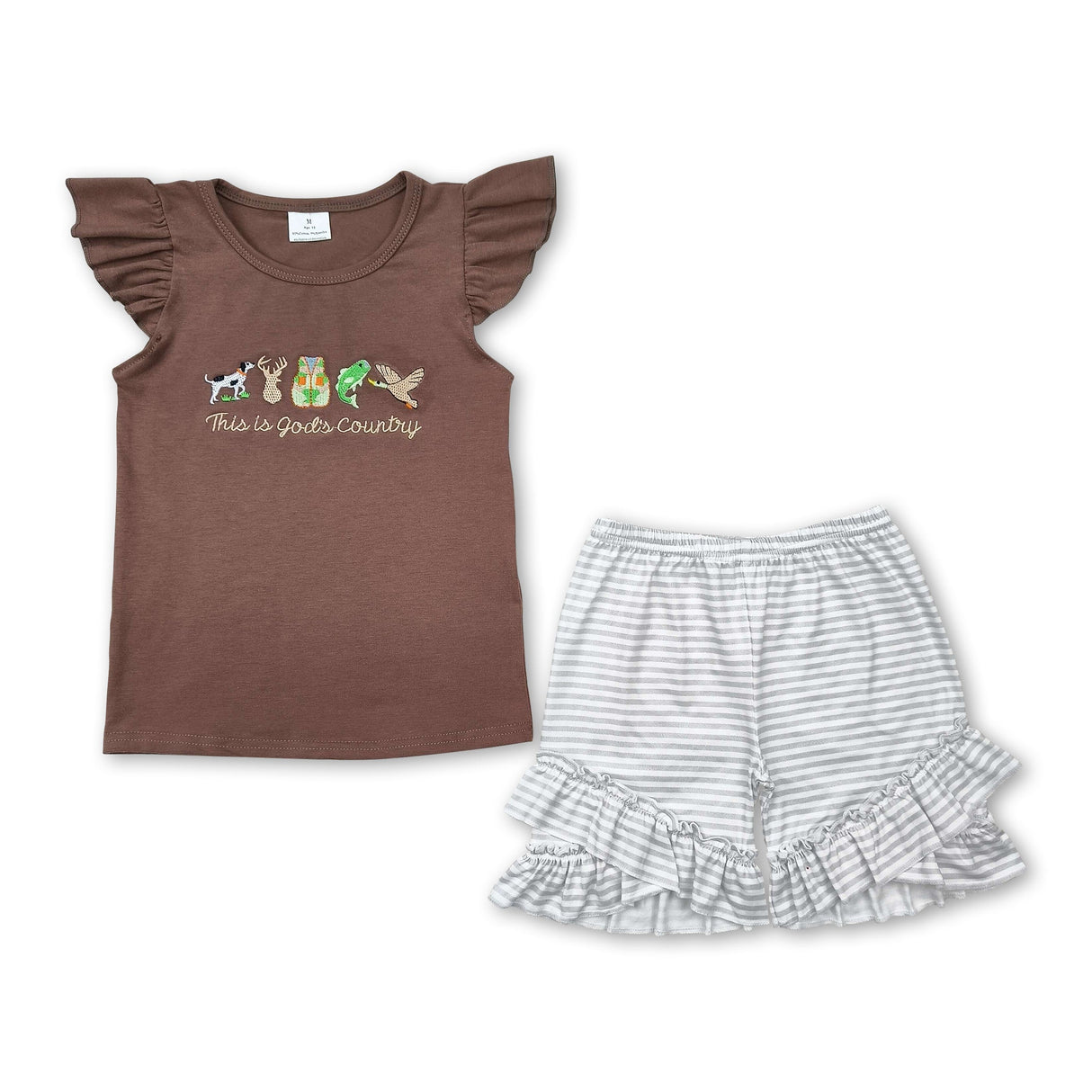 This is god's country hunting top stripe shorts girls clothes